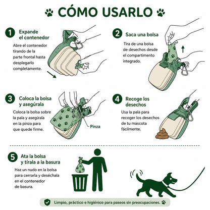Recogedor portátil para heces de mascotas.