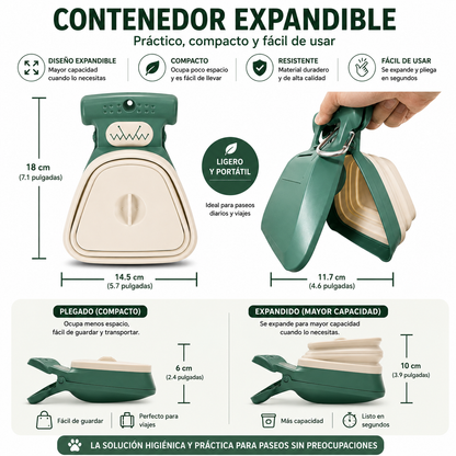 Recogedor portátil para heces de mascotas.