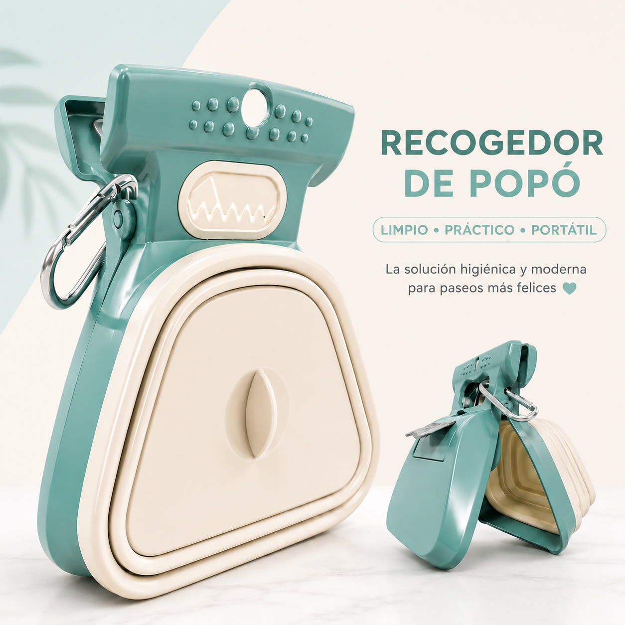 Recogedor portátil para heces de mascotas.